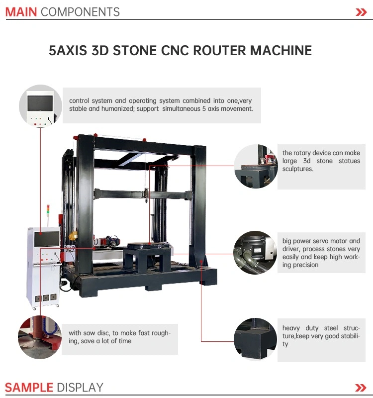 Special for Big and Heavy 5D 4D Stone Sculpture Engraving, Marble CNC Carving Router Machine, Vertical Milling CNC