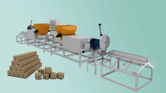 Máquina bloquera de paletas de madera prensada de aserrín con sierra de corte